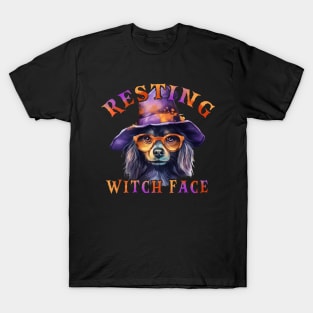 Resting Witch Face dog wearing a hat & glasses T-Shirt